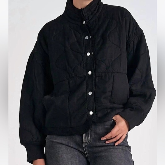 NEW Elan Quilted Bomber Jacket Black Womens Size Large - Picture 3 of 15